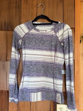 lululemon athletica Purple and Cream Striped Long-Sleeve Top